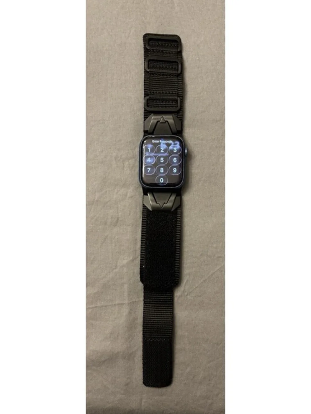 SUNFWR Black Nylon Hook and Loop  Strap w Metal Buckle for Apple Watch Rugged